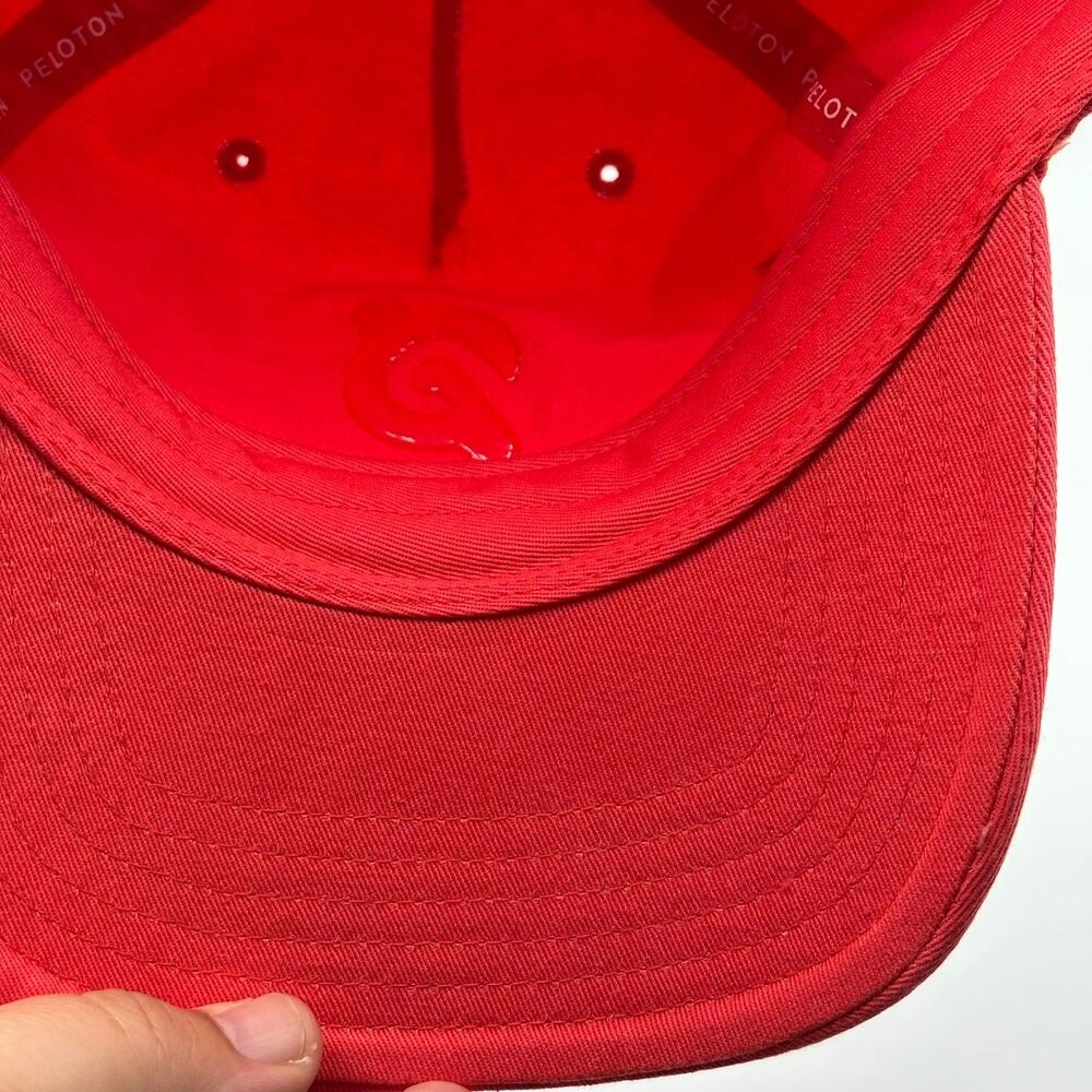 Peloton Baseball Cap Red Tonal Logo 100% Cotton Adjustable Strap - Picture 8 of 9